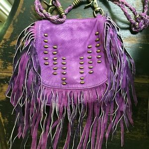 Vanessa Mooney Jagger Fringe Bag - Electric Purple